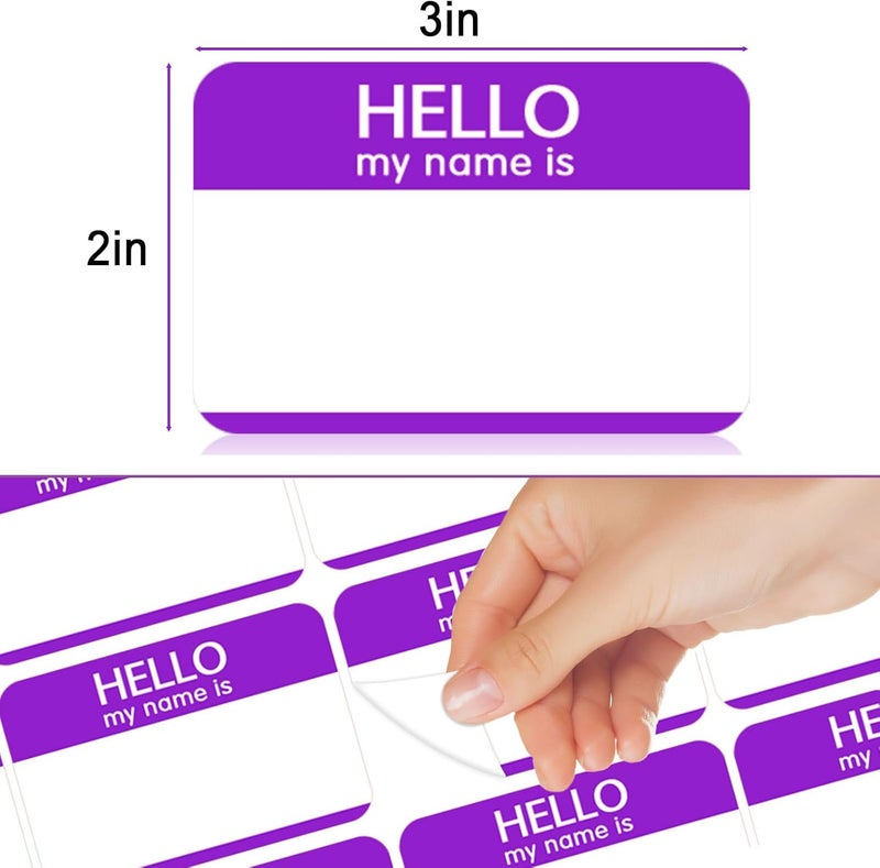 Zacool 480 Pcs Purple Hello My Name is Name Tags, 3" x 2" Custom Paper Labels for School, Office, Party - Image 5